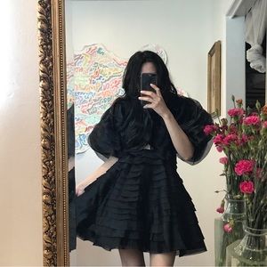 Aje Ruffle Black Dress